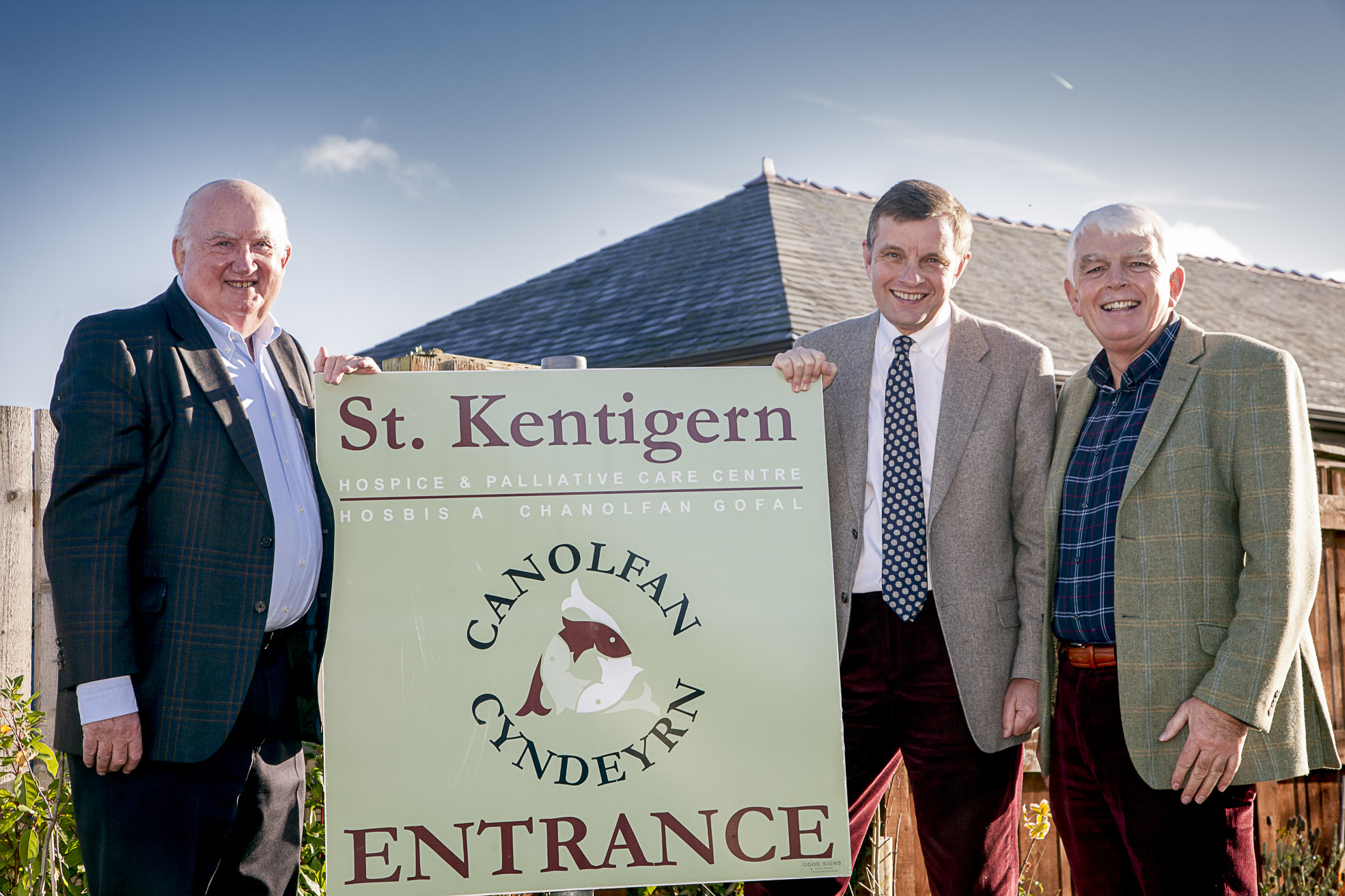 St Kentigern Hospice, St Asaph visit from David Jones MP. Pictured is St Kentigern Chairman Trefor Jones , David Jones MP and Ian Bellingham Chief Executive at St Kentigern