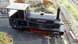 Locomotive Jubilee 1897 is turned ready to be loaded after being removed from the Narrow Gauge Railway Museum at Tywyn Wharf on 9 November 2016. It has been transported to the Penrhyn Quarry Railway in Bethesda where it is hoped it will be returned to steam. (Photo: Keith Theobald)  