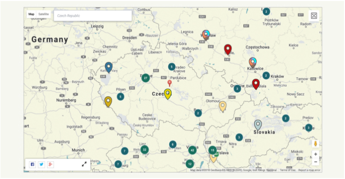 Czech Republic map of cryptocurrency ATMs.