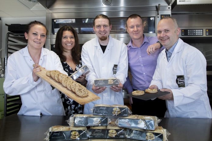 Village Bakery Crumpet award.... Pictured from left are Nina Czajkowska, Liz Totty, Chris O'Kelly, Mike Sheen and Simon Thorpe from the Village Bakery with their award winning crumpets.