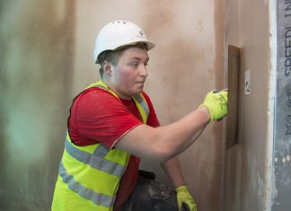 Plastering apprentice Luke Robinson from Llangefni.