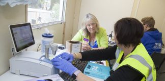 Deputy Police Crime Commissioner Ann Griffith visits Gottwood Festival in Anglesey and visits the Drug Test Area where drugs are tested for purity