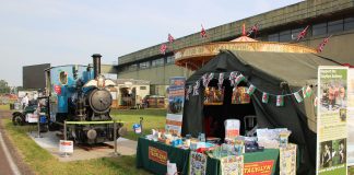 Talyllyn Railway’s stand with locomotive No.6 ‘Douglas’ just before the gates opened for the RAF Cosford Air Show. (Photo: Ian Drummond)