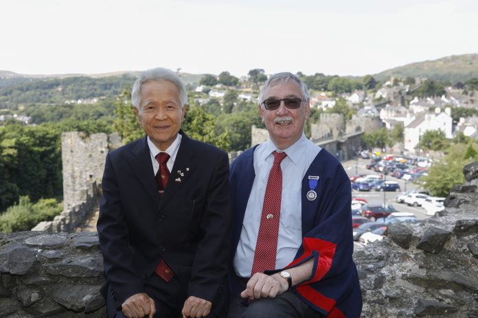Pictured Mayor of Himeji, Toshikatsu Iwami and Cllr Bill Chapman former Mayor of Conwy , at Conwy Castle.