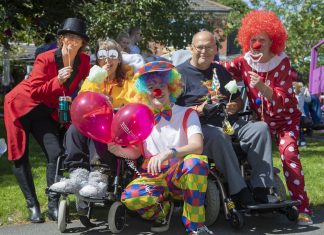 Pendine Park family and residents fun day ; Pictured (from Left) are Elaine Lee, Sian Ferrier, James Wallice, Steven Ferrier and Chris Lewis.
